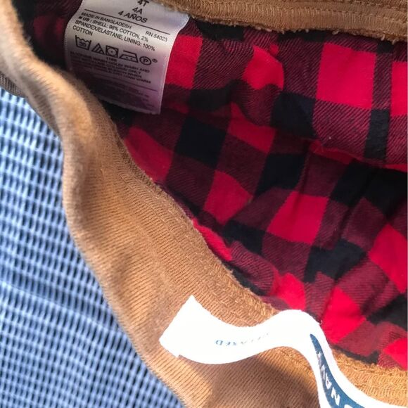 Boys Old Navy Tan & Flannel Pants & Red Flannel plaid outfit Size 4T - Picture 5 of 6
